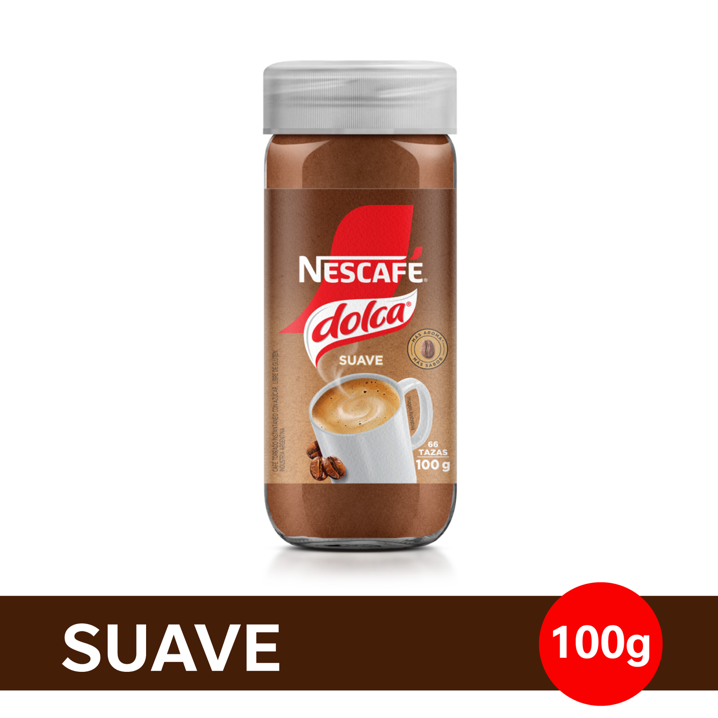 Café Instantáneo NESCAFÉ® Dolca® Suave - Frasco x 100gr