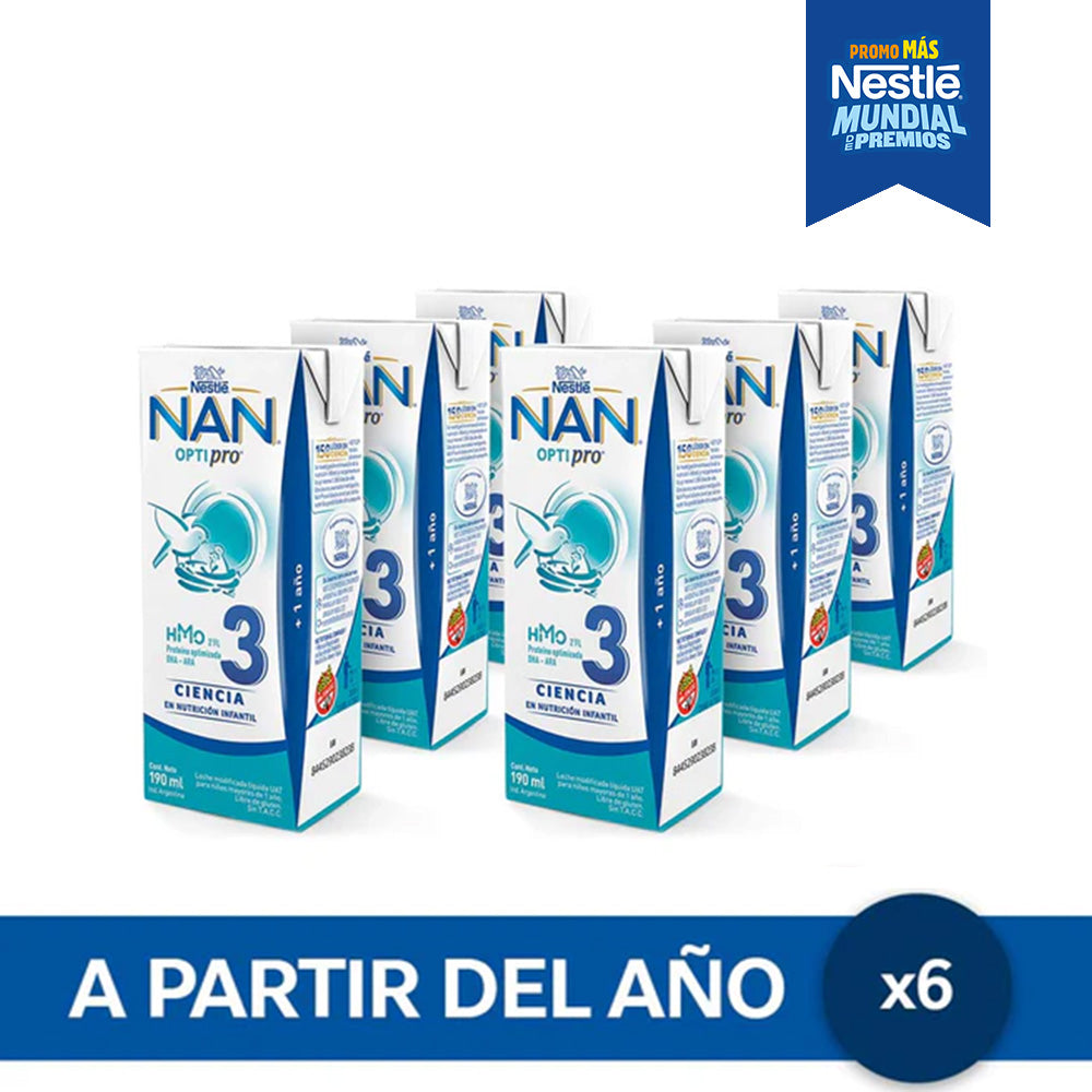 NAN® Optipro® 3 Leche Infantil Listo para Tomar - 6 unidades x 190ml