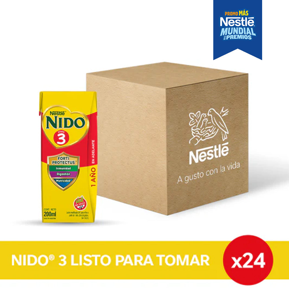 ¡Pack x 24! NIDO® 3 Defensas Leche Infantil Listo para Tomar x 200ml.