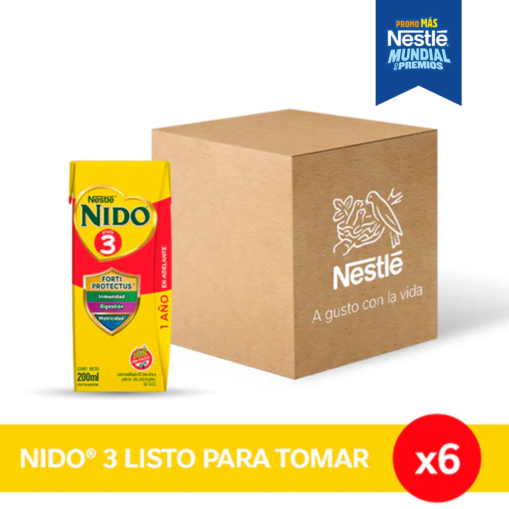 NIDO® 3 Defensas Leche Infantil Listo para Tomar - 6 unidades x 200ml
