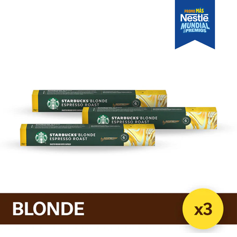 ¡Pack x3! Cápsulas de Café STARBUCKS®  Nespresso® Blonde Espresso - 10 Cápsulas x3