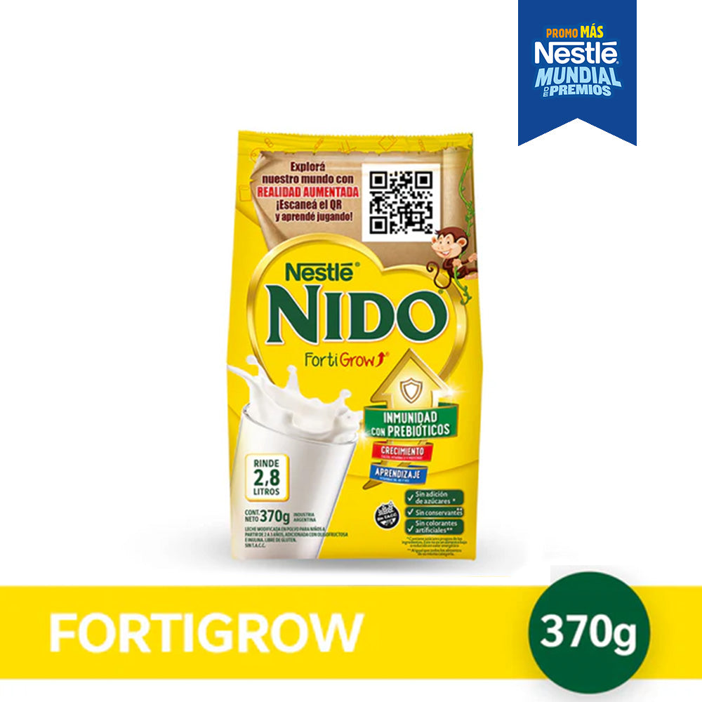 NIDO® Fortigrow® Realidad Aumentada Leche Infantil en Polvo con Prebioticos - Softpack  x 370gr