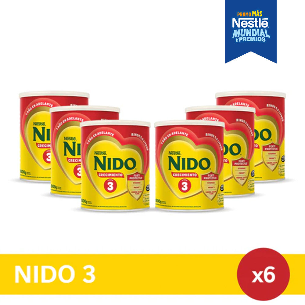 ¡Pack x6! NIDO® 3 PREBIO 1 Leche en Polvo x 800gr