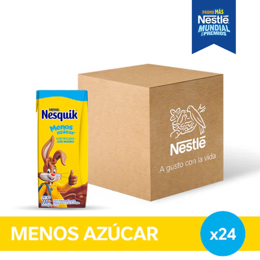 ¡Pack x24! Nesquik® Menos Azúcar Chocolatada Lista para Tomar - 24 unidades x 200ml.