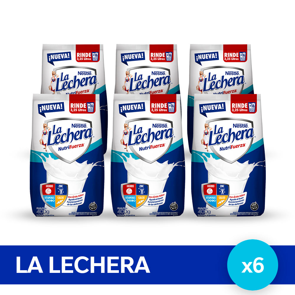 ¡Pack x6! LA LECHERA® Leche en Polvo Fortificada - Softpack x 400gr x6