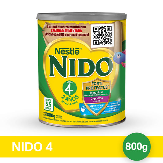 NIDO® 4 Leche Infantil en Polvo con Prebio3 Realidad Aumentada - Lata x 800gr