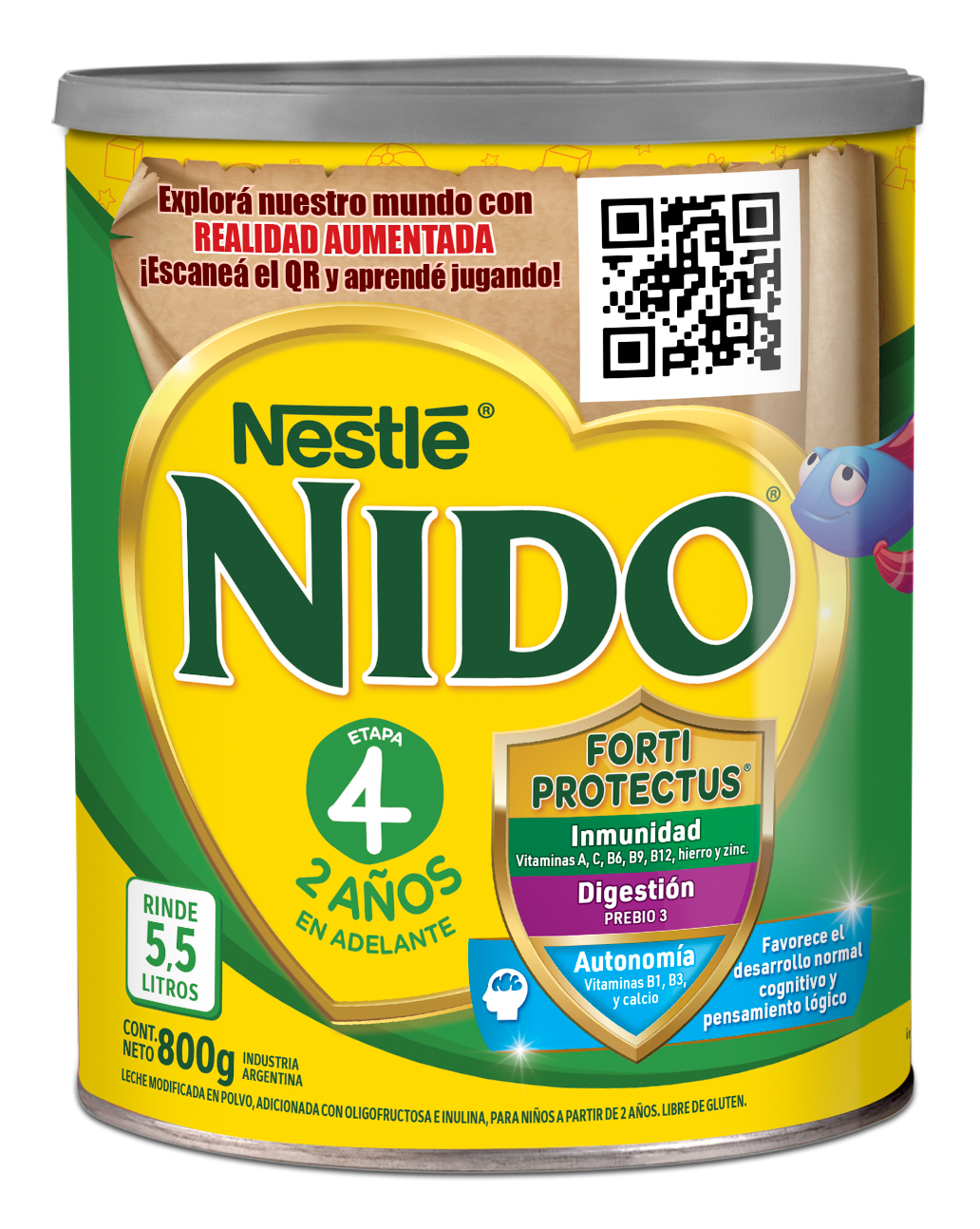 NIDO® 4 Leche Infantil en Polvo con Prebio3 Realidad Aumentada - Lata x 800gr