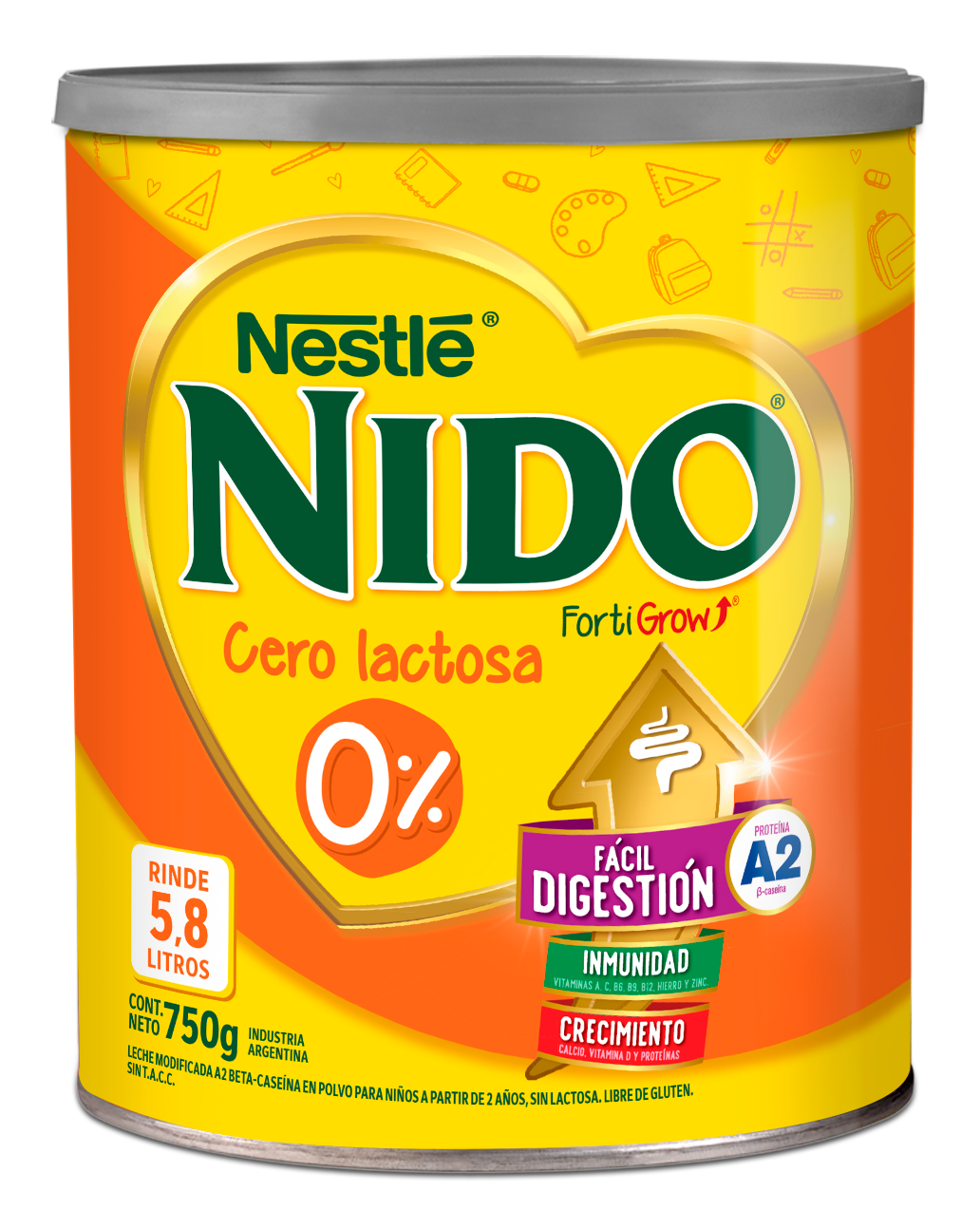 ¡Pack x6! NIDO® Fortigrow® Leche Infantil en Polvo Deslactosada - Lata x 750gr