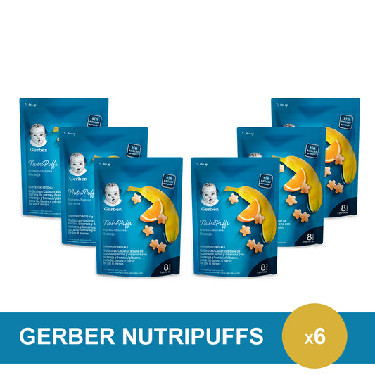 ¡Combo GERBER Nutripuffs! GERBER® NutriPuffs Banana y Naranja 42gr - x6