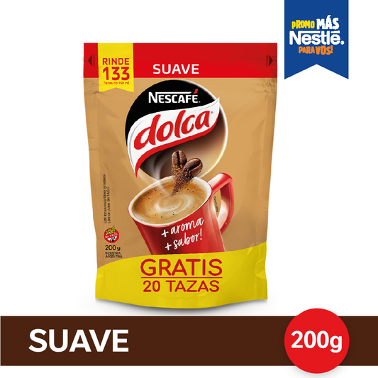 Café Instantáneo NESCAFÉ® Dolca® Suave - Doypack x200gr