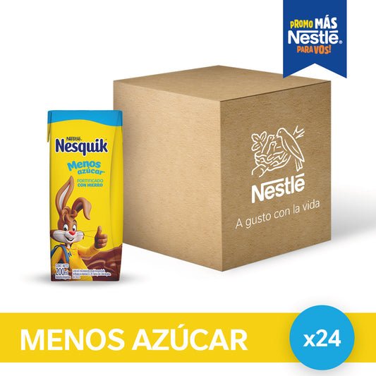 ¡Pack x24! Nesquik® Menos Azúcar Chocolatada Lista para Tomar - 24 unidades x 200ml.