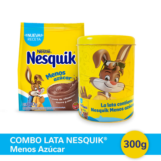 ¡Combo Exclusivo! Nesquik® Chocolate en Polvo Menos Azúcar - Softpack x 300gr + Lata de Nesquik®
