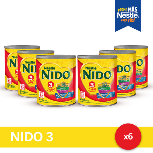 ¡Pack x6! NIDO® 3 PREBIO 1 Leche en Polvo x 800gr