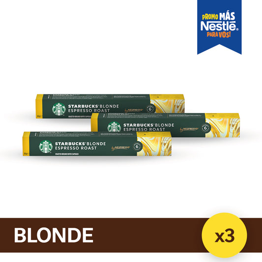 ¡Pack x3! Cápsulas de Café STARBUCKS®  Nespresso® Blonde Espresso - 10 Cápsulas x3