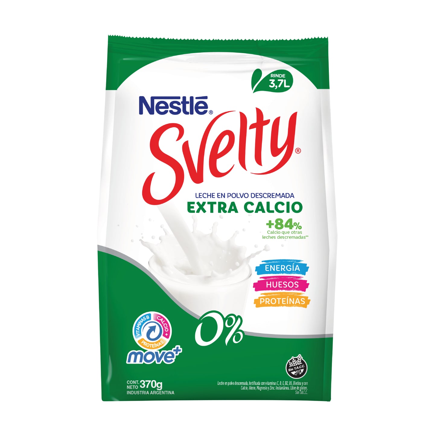 SVELTY® Move+ Extra Calcio Leche en Polvo - Softpack x 370gr