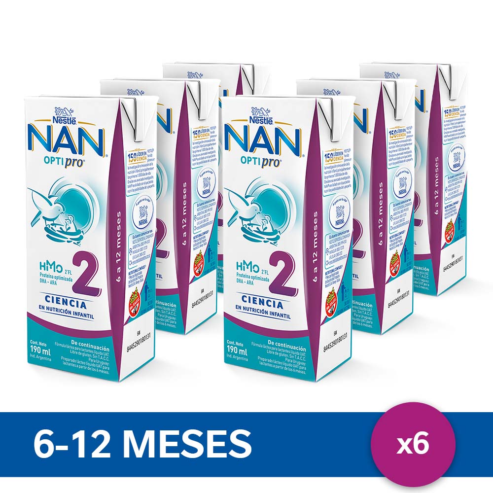 NAN® Optipro® 2 Leche Infantil Listo para Tomar - 6 unidades x 190ml