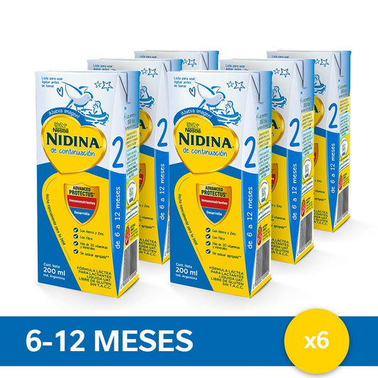 NIDINA® 2 Leche Infantil Listo para Tomar - 6 unidades x 200ml