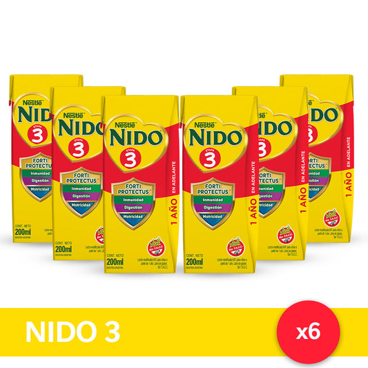 NIDO® 3 Defensas Leche Infantil Listo para Tomar - 6 unidades x 200ml