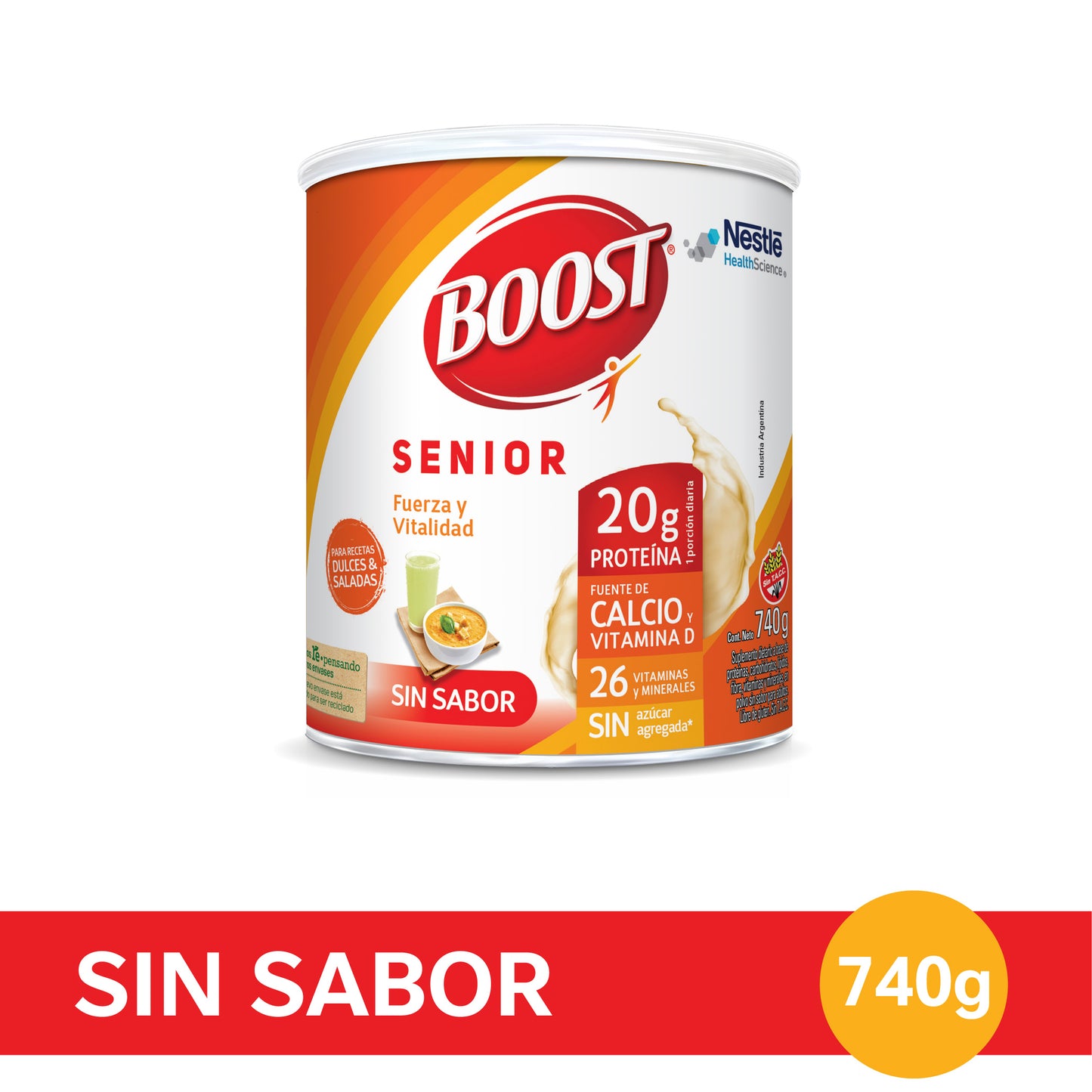 Suplemento nutricional BOOST SENIOR Sin sabor - Lata x 740gr