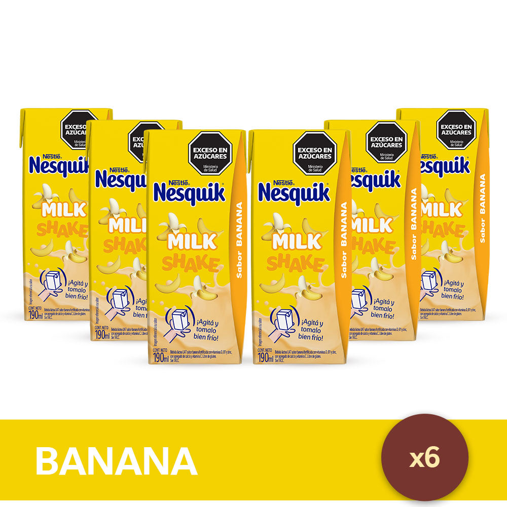 Nesquik® Milkshake Banana Listo para Tomar - 6 unidades x 190ml.