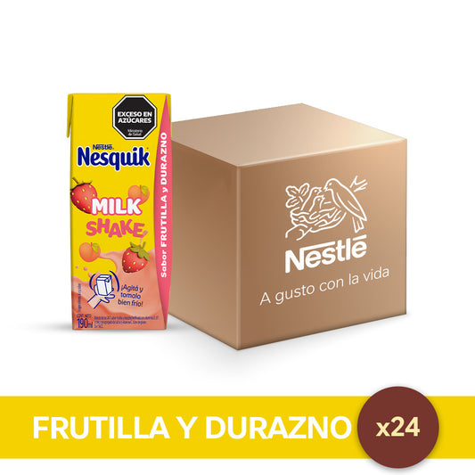 ¡Pack x 24! Nesquik® Milkshake Frutilla / Durazno Listo para Tomar x 190ml.