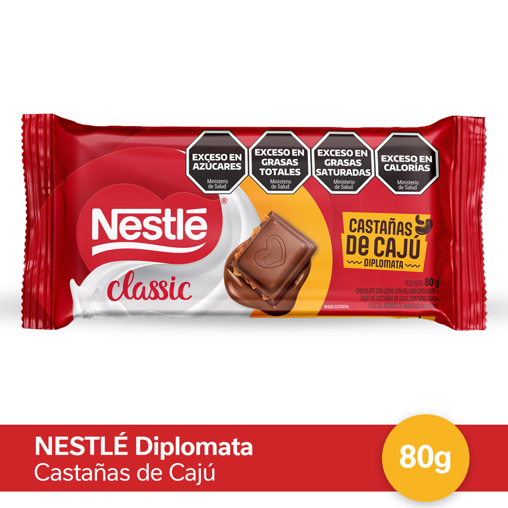 Chocolate NESTLÉ Diplomata® con Castañas de Cajú - x 80gr
