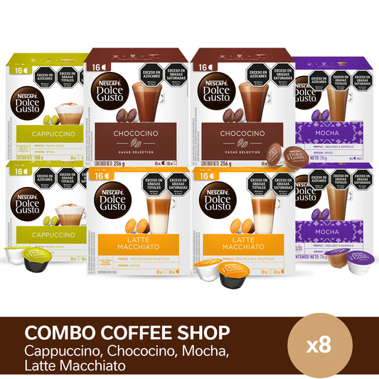 ¡Combo Coffee Shop! Cápsulas de Café NESCAFÉ® Dolce Gusto® x 8 Cajas
