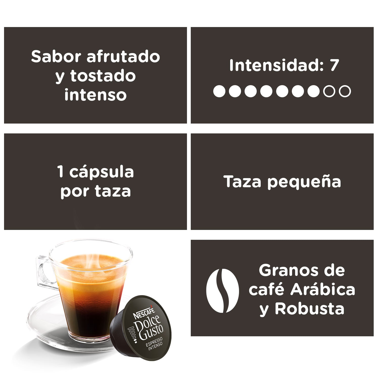 Nescafé Dolce Gusto Sabor Espresso Intenso, Café en Cápsulas, 16