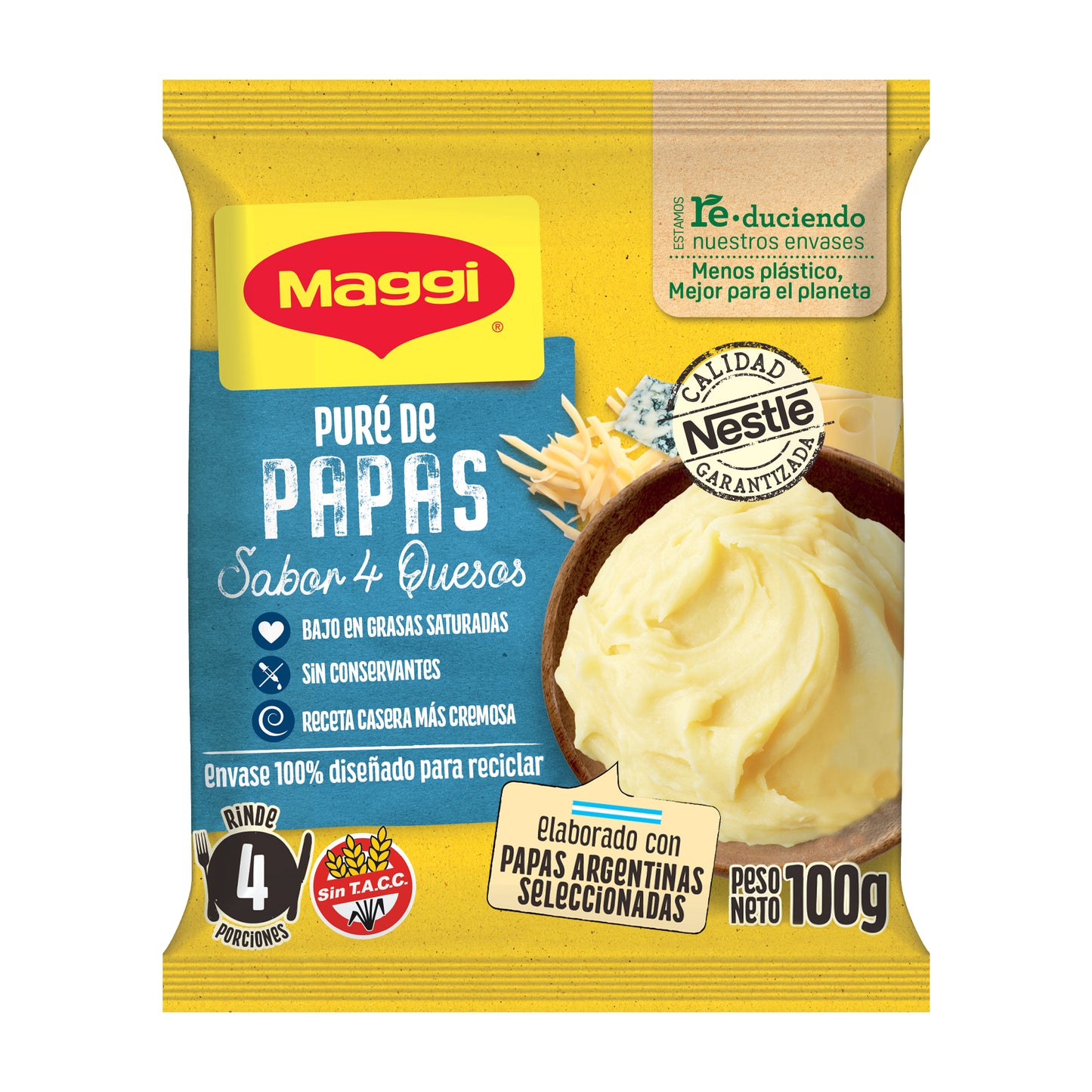 Puré de Papas MAGGI® sabor 4 Quesos - Flowpack x 100gr