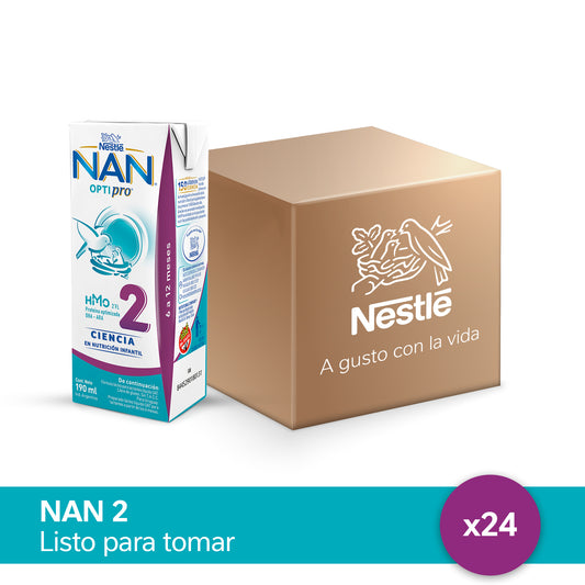 ¡Pack x 24! NAN® Optipro® 2 Leche Infantil Listo para Tomar x 190ml