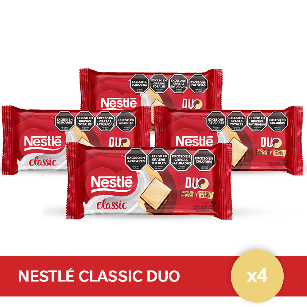 Chocolate NESTLÉ® Classic Duo - 4 unidades x 80gr