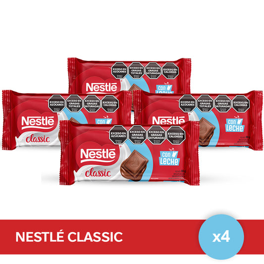 Chocolate con Leche Nestlé Classic® - 4 unidades x 80gr