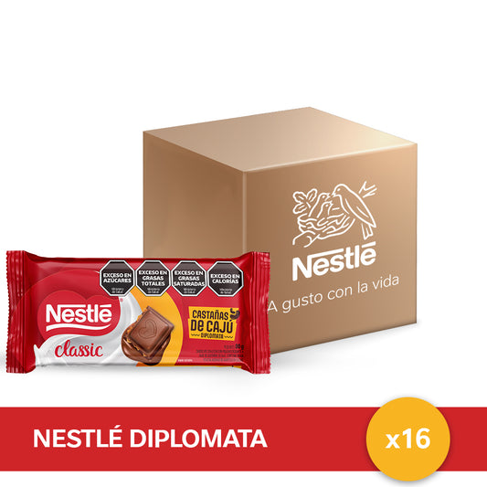 Chocolate NESTLÉ Diplomata® con Castañas de Cajú - 16 unidades x 80gr