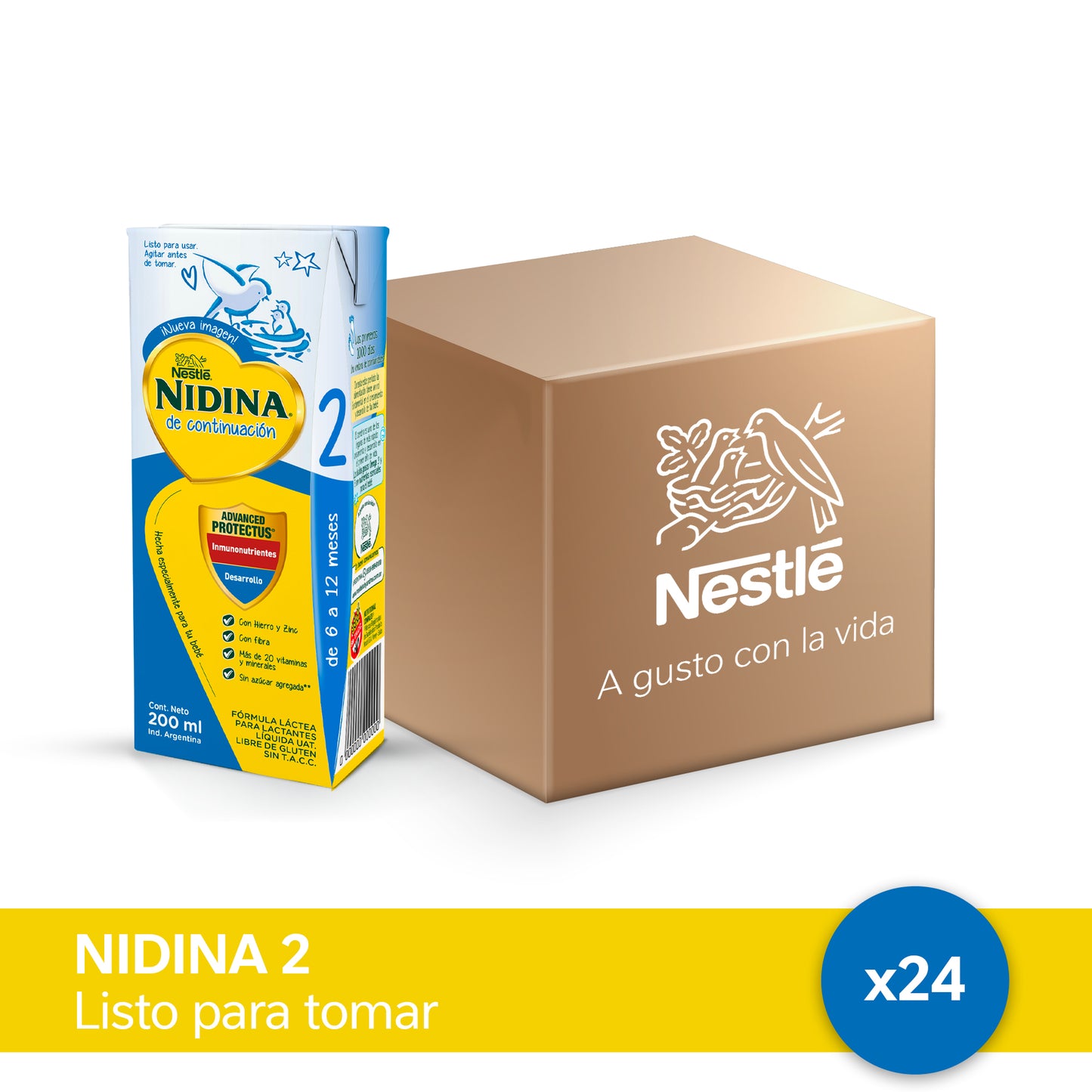 Leche De Fórmula Líquida Nestlé Nidina 2 En Brick 200 ml 24 Unidades