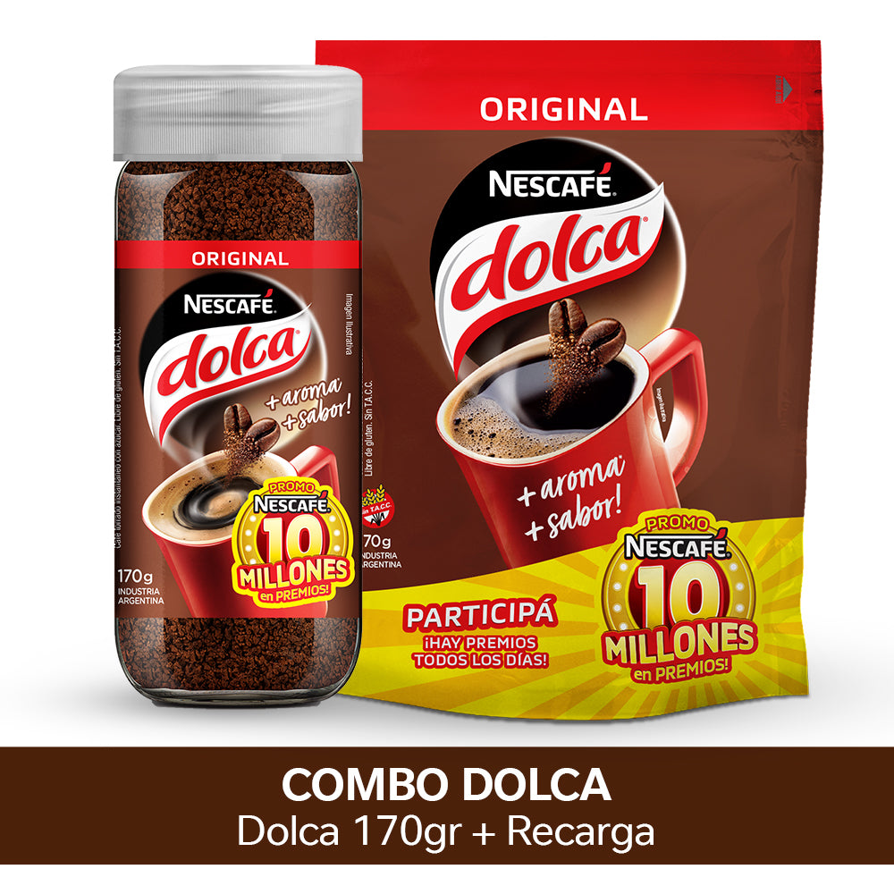 ¡Combo! Café Instantáneo NESCAFÉ® Dolca® 170gr + recarga